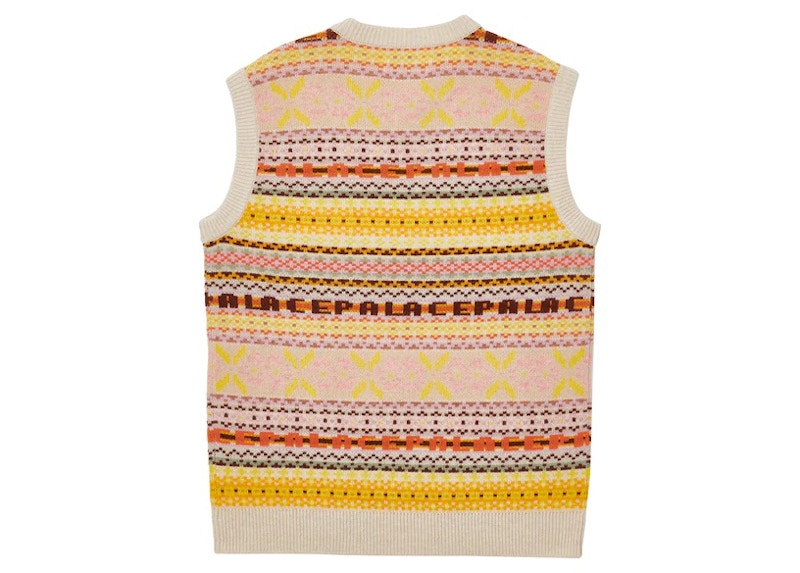 Palace Fairisle Knit Vest Brown