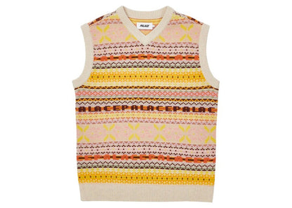 Palace Fairisle Knit Vest Brown