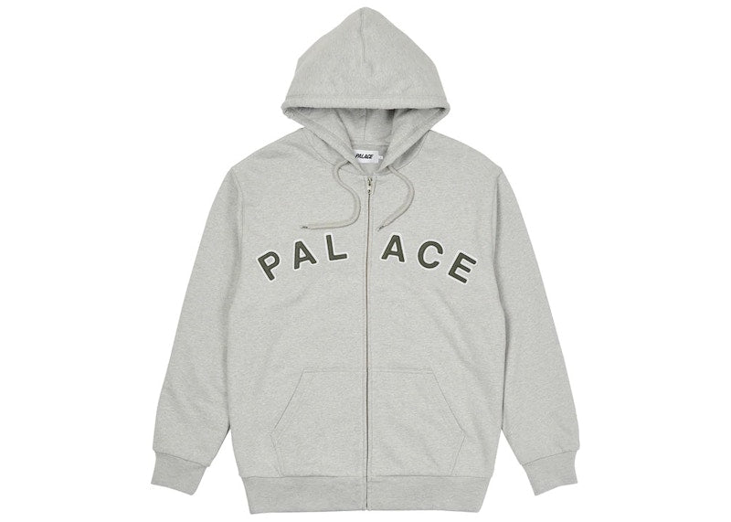 Palace Felt Letters Zip Hood Grey Marl