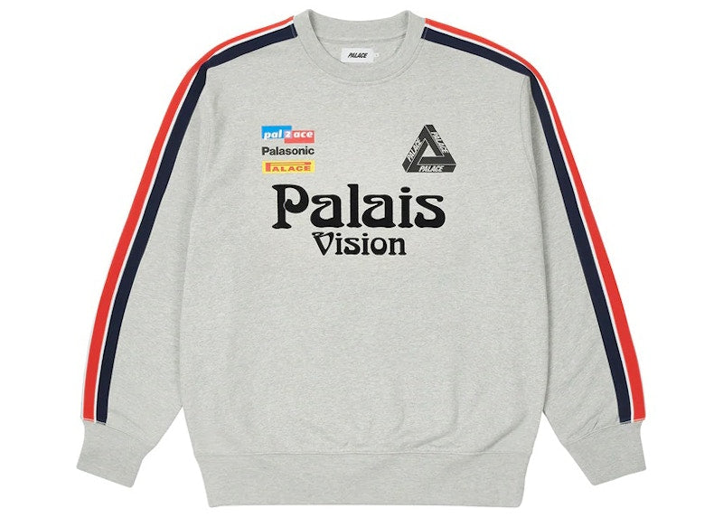Palace Flag Stripe Crew Grey Marl