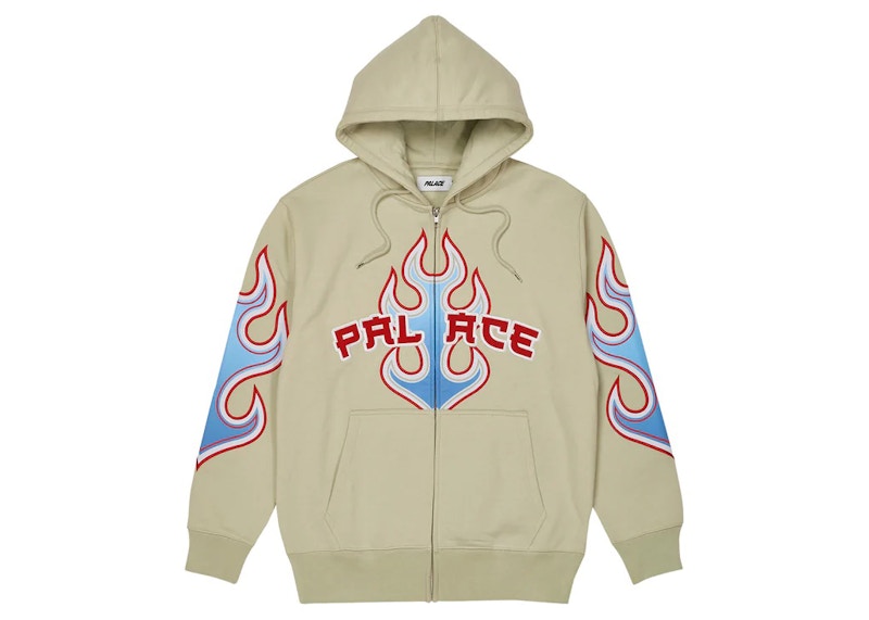 Palace Flame Zip Hood Bone White
