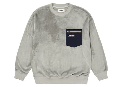 Palace Fleece Pocket Drop Shoulder Crew Mushroom