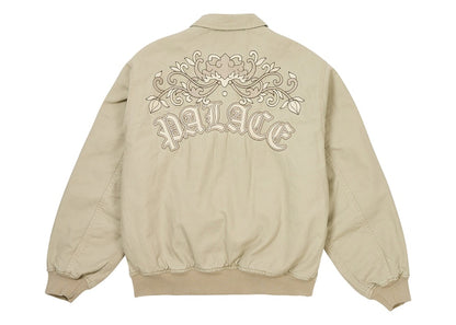 Palace Floral Canvas Bomber Jacket Stoney Grey