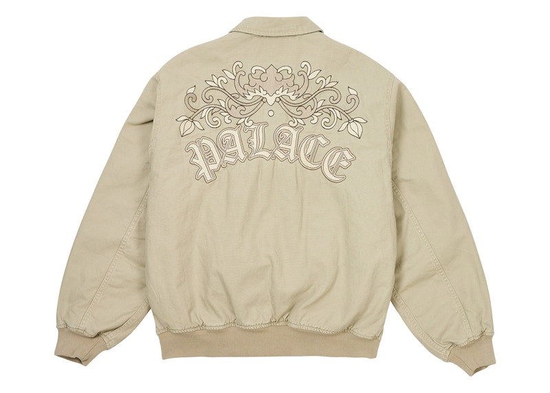 Palace Floral Canvas Bomber Jacket Stoney Grey