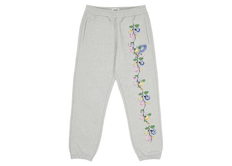 Palace Flower Stitch Joggers Grey Marl