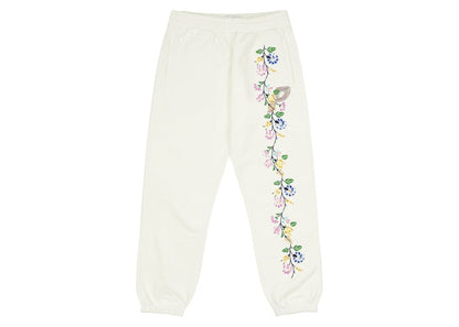 Palace Flower Stitch Joggers White