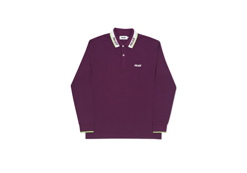 Palace Fluro L/S Polo Purple/White