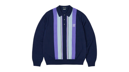 Palace Fred Perry Long Sleeve Knitted Shirt Peacoat