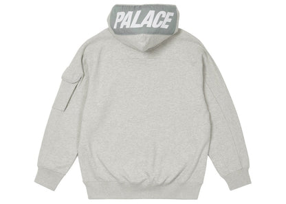 Palace Giant Woven Label Hood Grey Marl