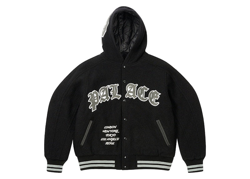 Palace Hooded Varsity Jacket Black