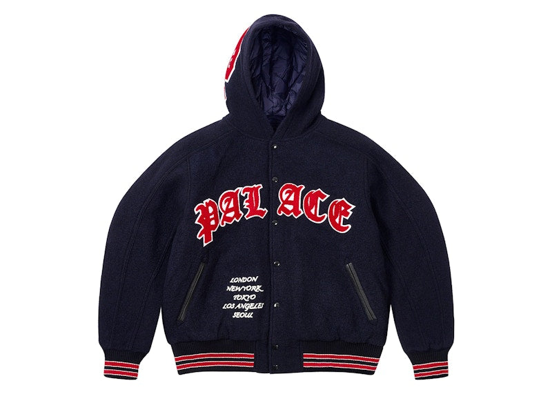 Palace Hooded Varsity Jacket Navy