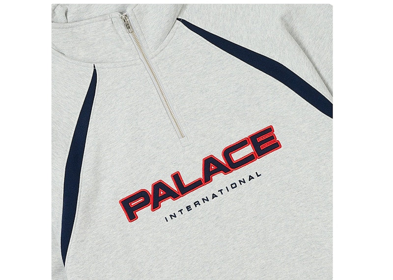 Palace International 1/4 Zip Grey Marl