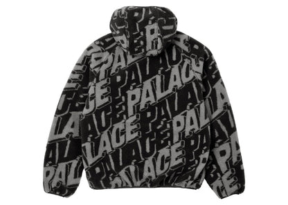 Palace Jacquard Fleece Hooded Jacket Black
