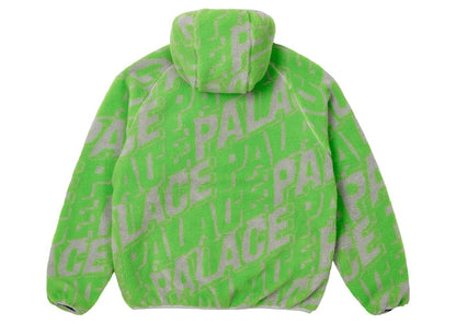 Palace Jacquard Fleece Hooded Jacket Grey/Green