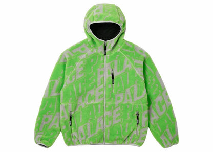 Palace Jacquard Fleece Hooded Jacket Grey/Green