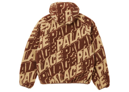 Palace Jacquard Fleece Hooded Jacket Tan/Brown