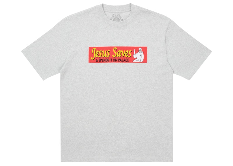 Palace Jesus Saves T-shirt Grey Marl