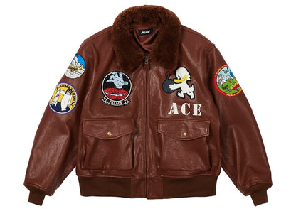Palace Leather Flight Jacket Brown