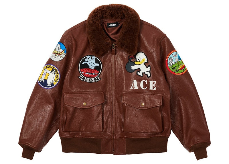 Palace Leather Flight Jacket Brown