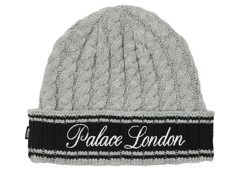 Palace London Cable Knit Beanie Grey