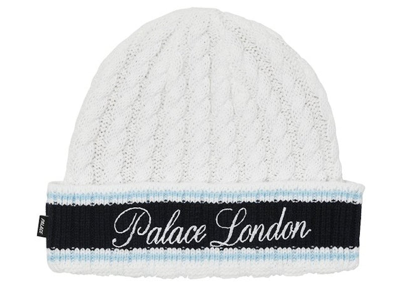 Palace London Cable Knit Beanie White
