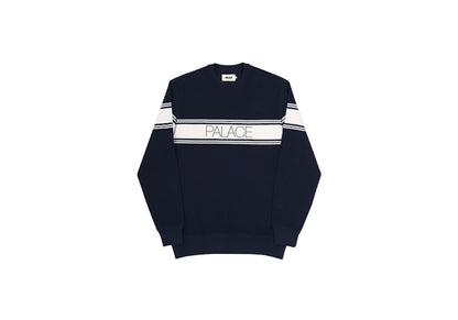 Palace Marina Stripe Pique Crew Navy/White