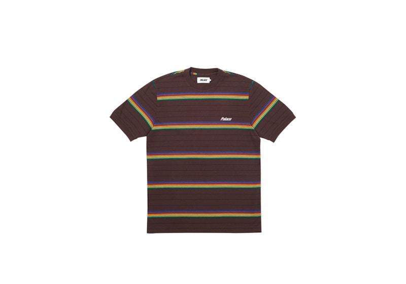 Palace Mershy-Pea Striped T-shirt Burgundy