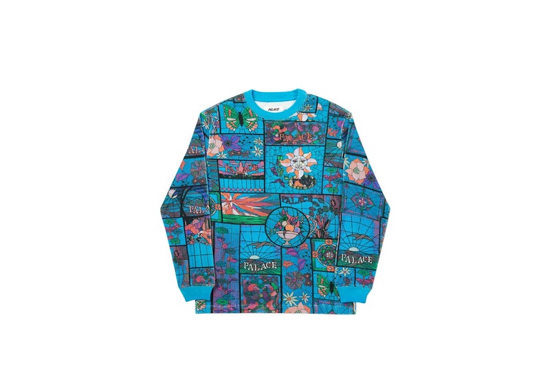 Palace Muchas Glassias Waffle Longsleeve Blue