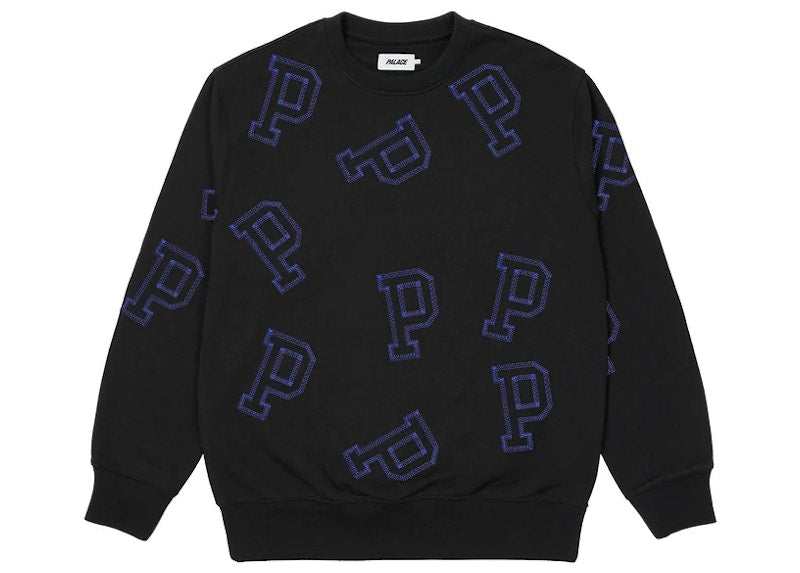 Palace Multi P Flatlock Crew Black