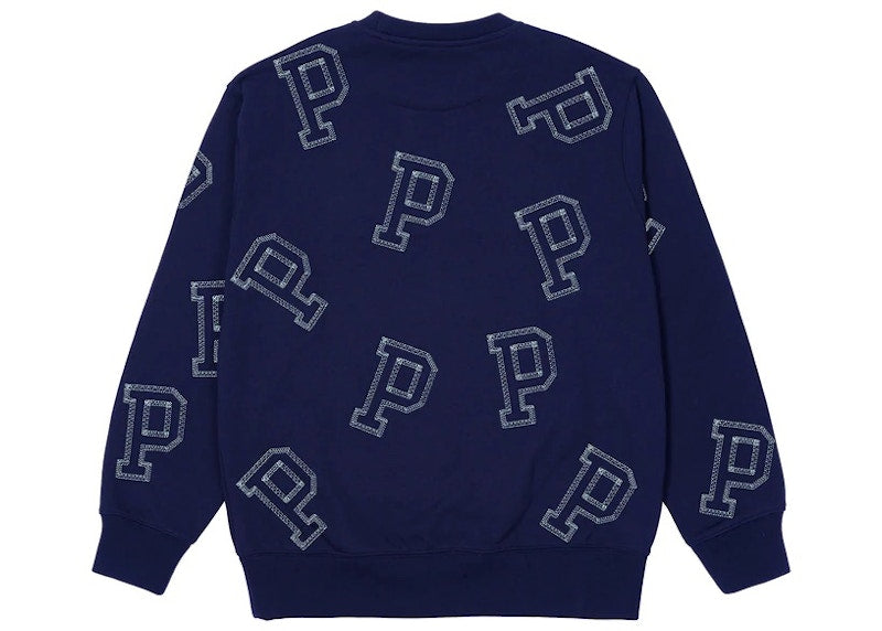 Palace Multi P Flatlock Crew Blue