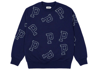 Palace Multi P Flatlock Crew Blue