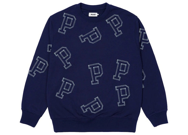 Palace Multi P Flatlock Crew Blue