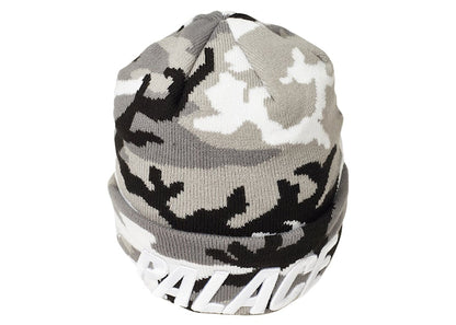 Palace New Era Peak Beanie Grey Camo