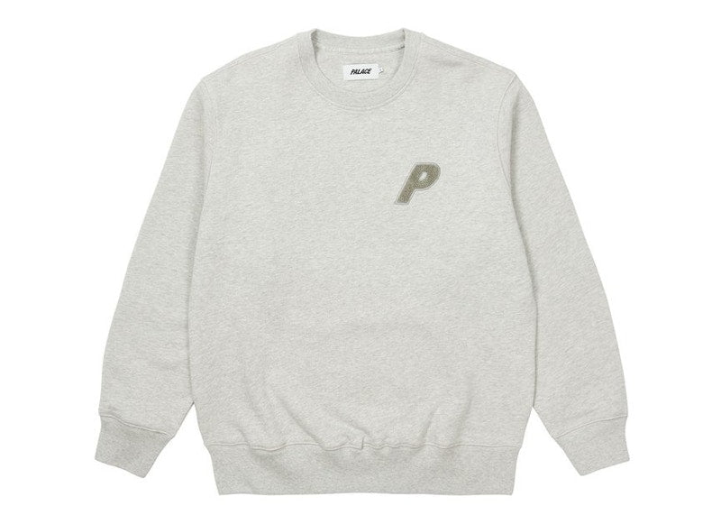 Palace P-3 Chenille Crew Grey Marl