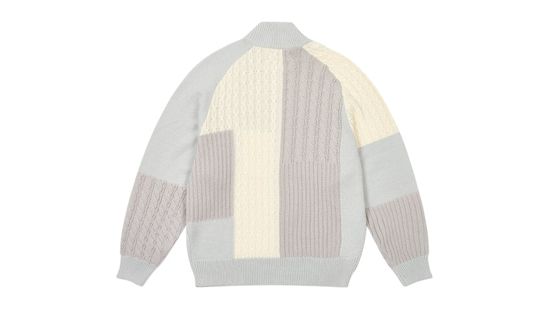 Palace Patchwork Zip Knit White