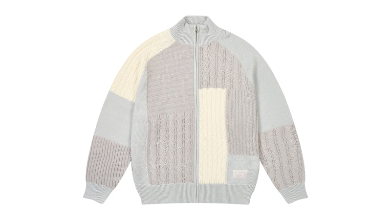 Palace Patchwork Zip Knit White