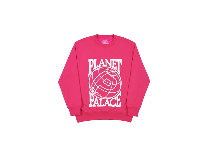 Palace Planet Crew Hot Pink/White