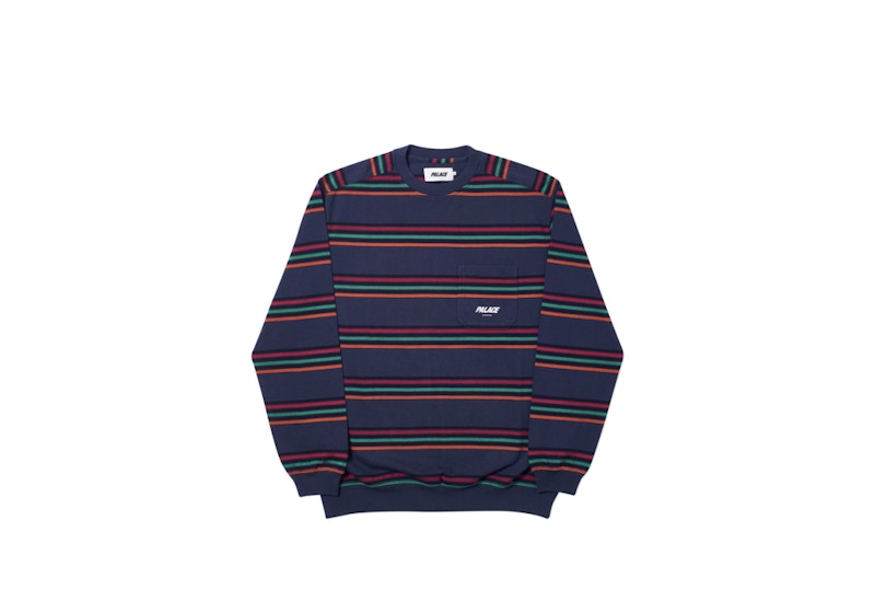 Palace Pocket Stripe Crew Black/Orange