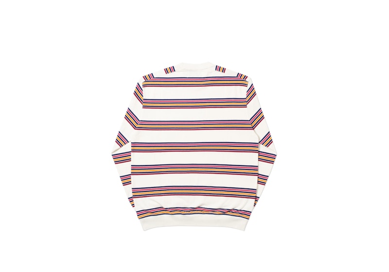 Palace Pocket Stripe Crew White/Purple