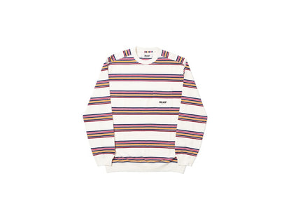 Palace Pocket Stripe Crew White/Purple