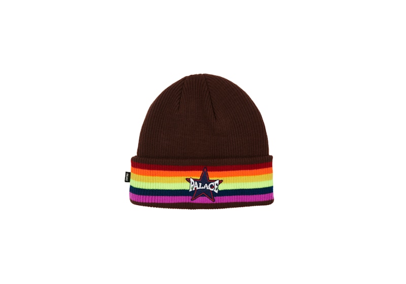 Palace Rainbow Beanie Brown