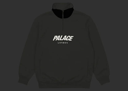 Palace Rib 1/4 Zip Funnel Grey Marl