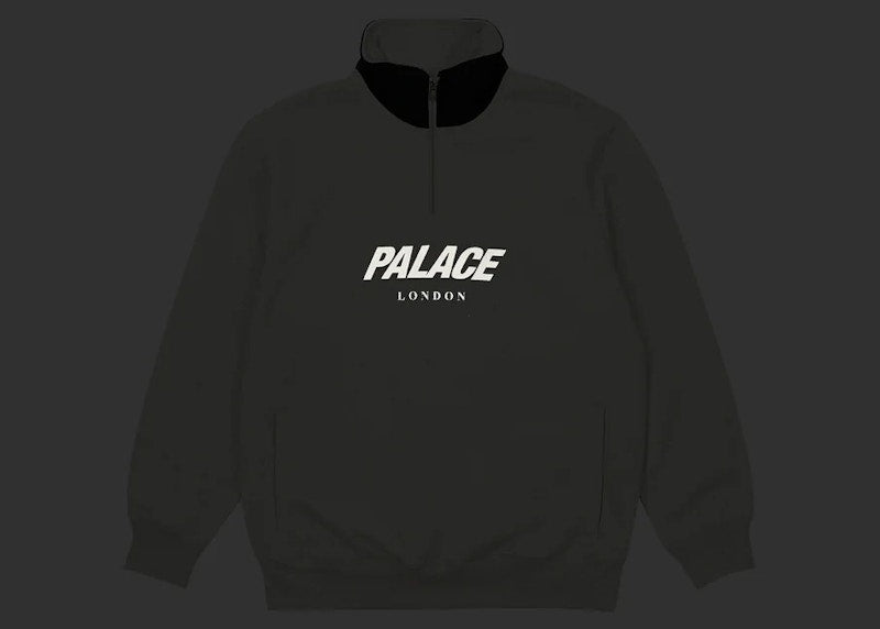 Palace Rib 1/4 Zip Funnel Grey Marl