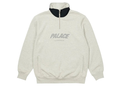 Palace Rib 1/4 Zip Funnel Grey Marl