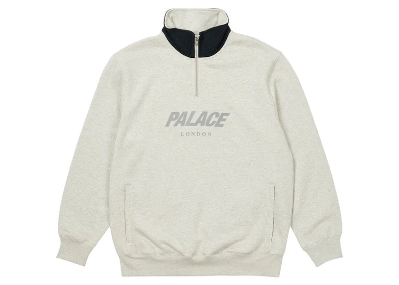 Palace Rib 1/4 Zip Funnel Grey Marl