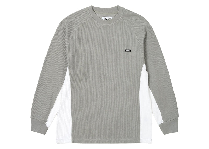 Palace Rib Jersey Longsleeve Concrete Grey/White