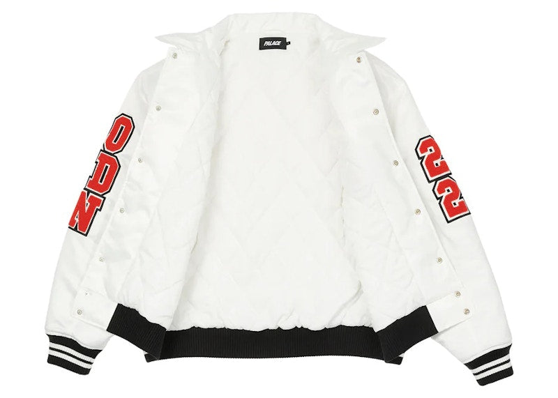 Palace Satin Varsity Jacket White