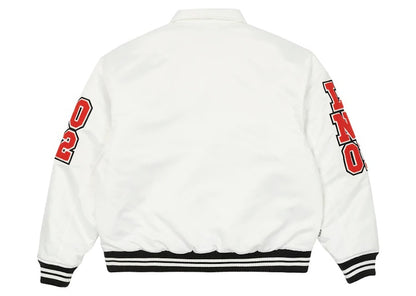 Palace Satin Varsity Jacket White