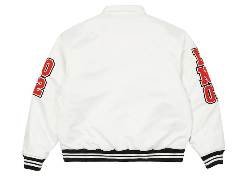 Palace Satin Varsity Jacket White