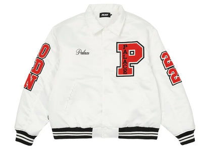 Palace Satin Varsity Jacket White
